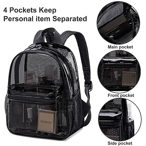 Black Clear Mini Backpack Stadium Approved 12x9x5 Small Transparent Bag for Events