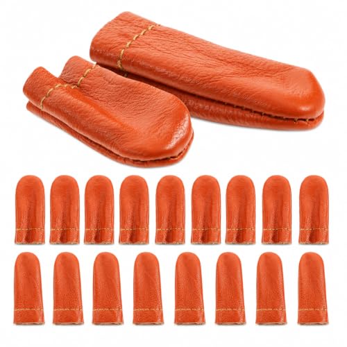 SEWACC 20 Pcs Leather Finger Cots for Needlework & Embroidery, 6x3x0.5cm