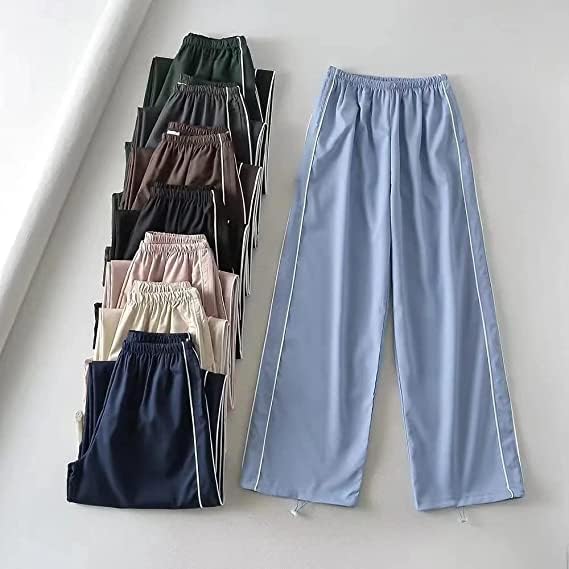 Baggy Y2K Parachute Pants - Medium Black