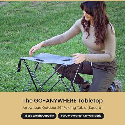 Black 2-Pack 26-Inch Portable Camping Folding Tables with Cup Holders, Carrying Case