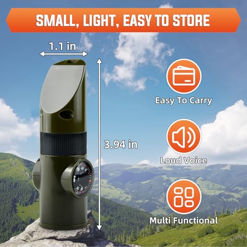 7-in-1 Emergency Survival Whistle with Lanyard - Outdoor Tool