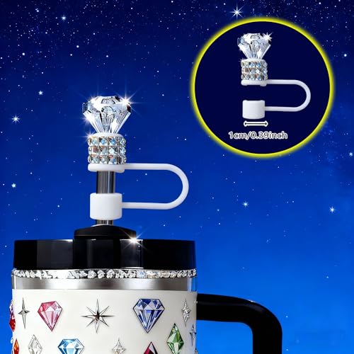 Rhinestone Straw Topper Set for Stanley Cup - White Diamond, 3 Pcs