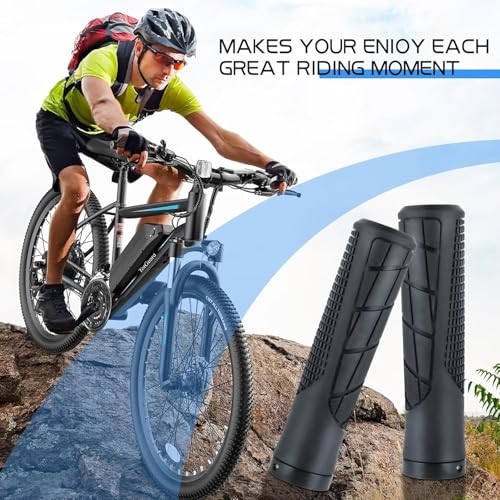 Mbeysaq 131mm Bike Handlebar Grips – Rubber Anti-Slip Lock-On with End Caps