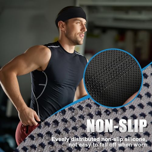 Sukeen Black 4-Pack Cooling Headbands for Men - Moisture-Wicking & Non-Slip Sports Headbands