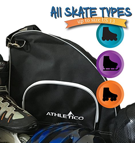 Ice & Inline Skate Bag - Large, Black with White Trim