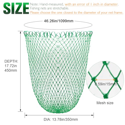 Fishing Net Replacement - Foldable Nylon Landing Net 13.78" Dia - Green