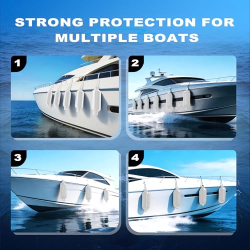 SOTISI White Inflatable Boat Fenders 5.5x20-inch 4-Pack Marine Docking Bumpers