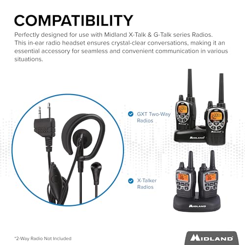 Midland VOX Hands-Free Microphone Headsets for Two-Way Radios - 6 Pack