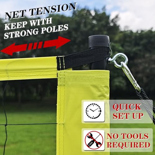 20FT Portable Adjustable Volleyball Net System - Lemon Yellow