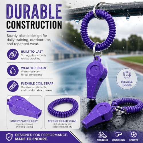 High-Frequency Sports Whistle with Adjustable Wrist Strap - Purple