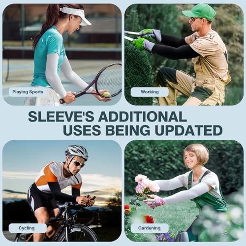 Cooling Arm Sleeves - UV Protection Compression Sun Sleeves, 2 Pairs White