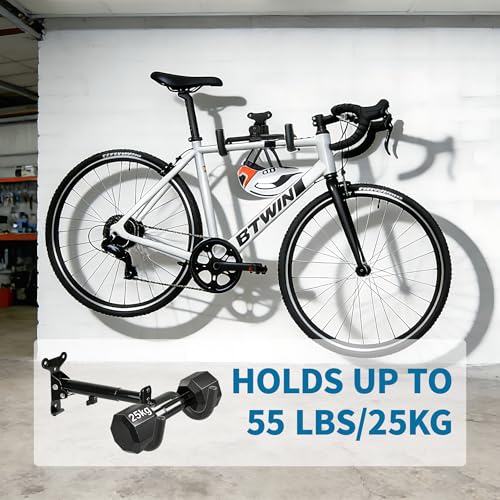 Yeakmoce 1 Pack Bike Wall Mount Hanger - Adjustable, Space-Saving Horizontal Bike Rack