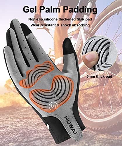 Full Finger Cycling Gloves with Gel Palm Padding - Medium Red