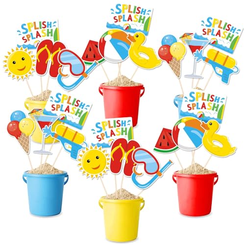 Bessmoso Multicolor Beach Party Centerpiece Table Toppers - 24pcs Fun Summer Decor