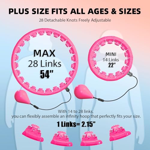 Argvsde Pink 28-Inch Adjustable Infinity Hoop for Home Fitness Beginners