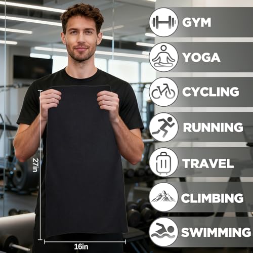 Vnoss Black 6-Pack Microfiber Gym Towels 16x27 in – Quick-Dry, Ultra-Absorbent Yoga & Workout Towels