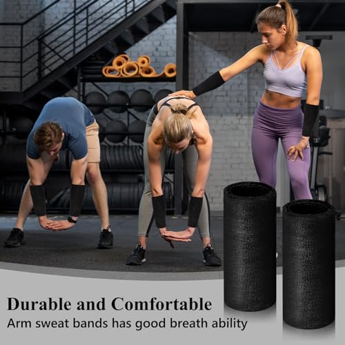 9-Inch Black Wrist Sweatbands - 2 Pack for Men & Women