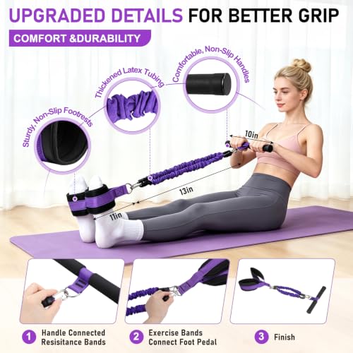 Purple Adjustable Resistance Band with Handles for Full-Body Workout
