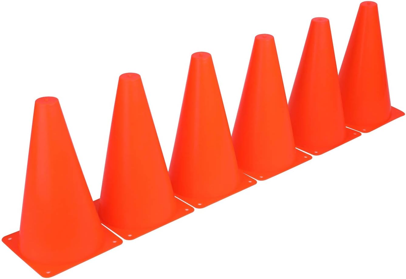 Sport Cones | 9 Inch Plastic Training Traffic Cones for Soccer, Basketball & Football Drills - Set of 10, 12, 15, or 24 in 4 Colors