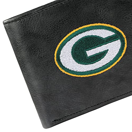 Embroidered Black Leather Billfold Wallet - Chicago Bears 3.25" x 4.25"