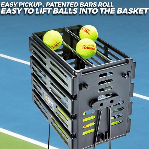 Tennis Ball Hopper - Durable Lightweight Design, Holds 80 Balls - Black