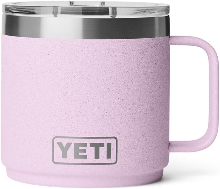 YETI Rambler 14 oz Ceramic Lined Stackable Mug - Vacuum Insulated Stainless Steel | Cherry Blossom