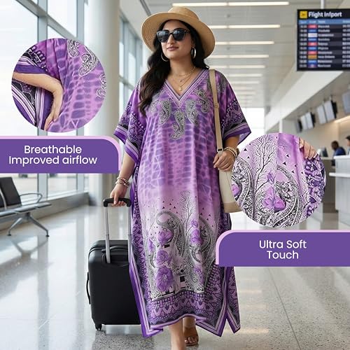 Oussum Women Plus Size Kaftan Kimono Maxi Dress – Multi-Color