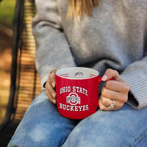 15oz NCAA Ohio State Buckeyes Ceramic Mug - Team Stripes, Dishwasher Safe