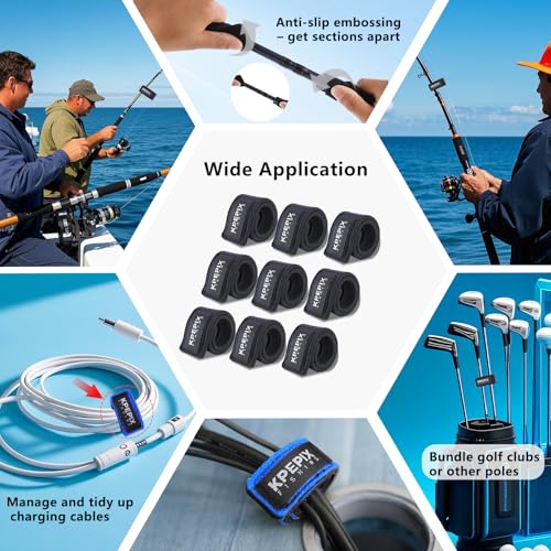 Fishing Rod Sleeves - 9 Pcs Neoprene Pole Straps, 5.9in