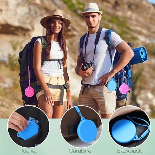 Funnymoom 8-Pack Collapsible Silicone Travel Cups with Lids - Rainbow Colors, 7 oz
