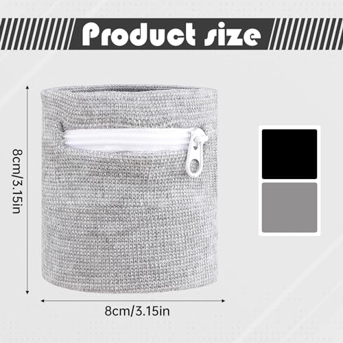 Wrist Sweatbands with Zipper - 4PCS Sports Wrist Wallets