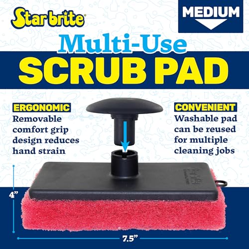 Star Brite Medium Red All-Purpose Scrubber Pad - One Size, Durable, Reusable