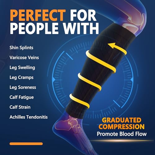 CTHH Calf Compression Sleeves XX-Large Black | Footless Calf Support for Men & Women