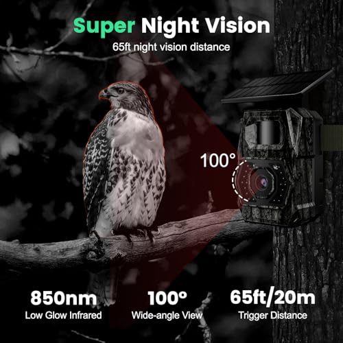 Solar Trail Camera with WiFi & Bluetooth - 4K 64MP Night Vision - Dark Green