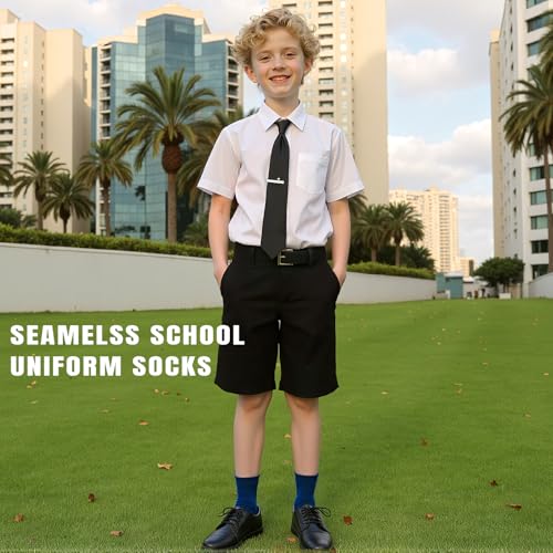 Kids Crew Socks 8-10 Years Navy Seamless Toe School Uniform Socks Boys Girls