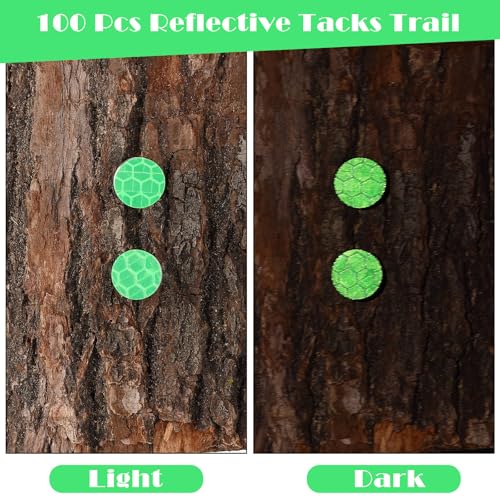 Fullhawl 100 Green Reflective Trail Tacks for Hiking & Camping