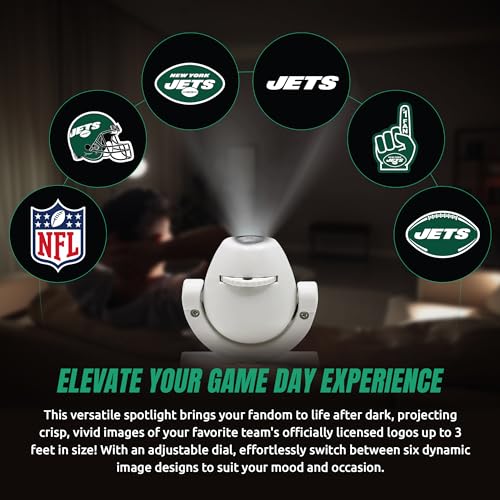 New York Jets LED Mini Spotlight Projector - Adjustable & Rechargeable