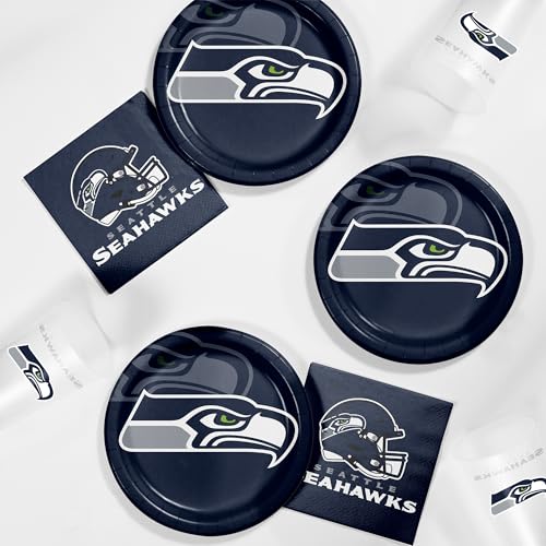 Seattle Seahawks Paper Plate and Napkin Party Kit - Serves 24