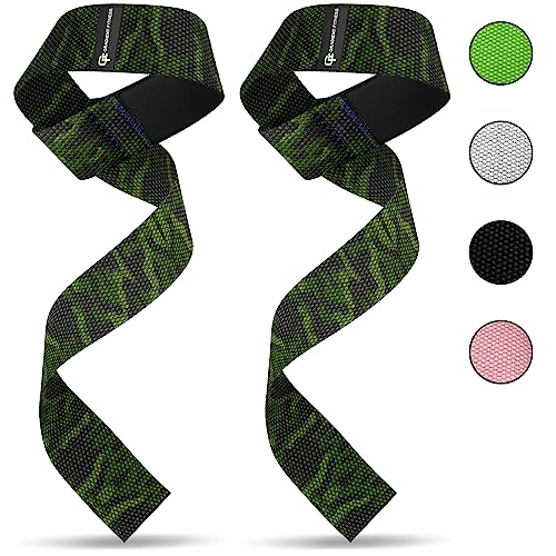 Weightlifting Straps with Neoprene Padding - 20-Inch Cotton - Camo