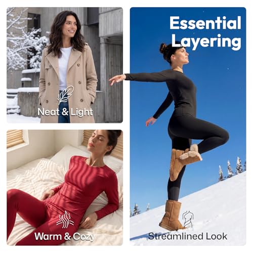 Fleece Lined Thermal Underwear Set for Women - Long Johns & Top