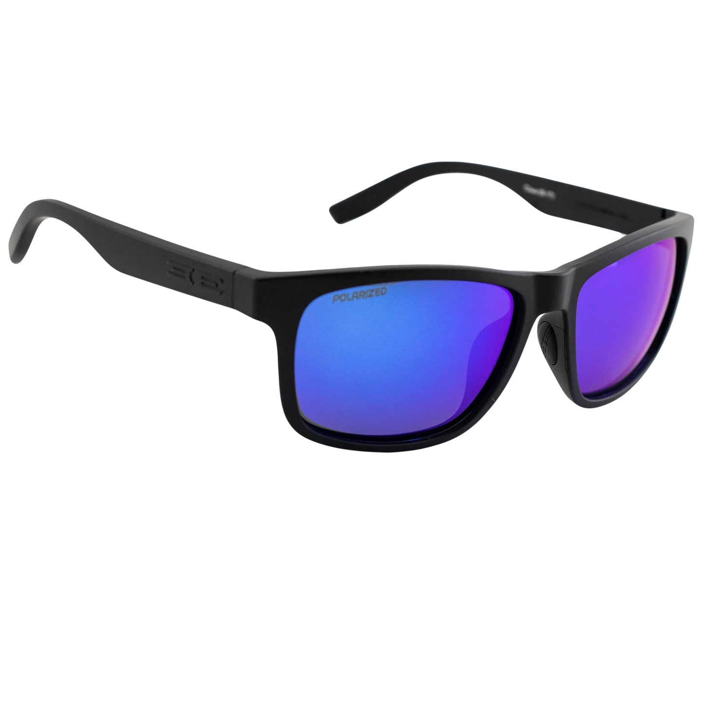 Epoch Eyewear Delta Watersports Fishing Sunglasses 2 Pair Black Frame with Polarized Super-Hydrophobic Blue Mirror & Smoke Lenses