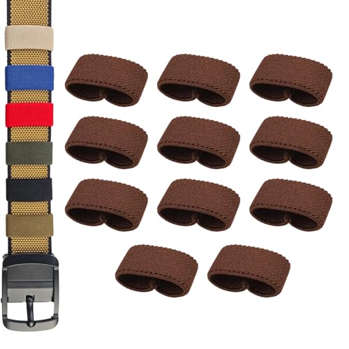 Elastic Belt Keepers - 11 Pcs Nylon Strap Organizers - Brown