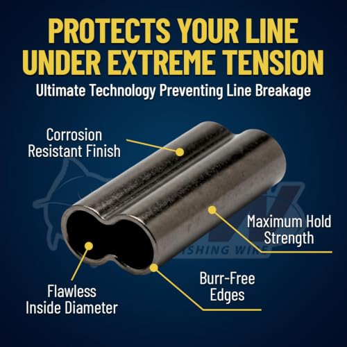 Thin Wall Double Barrel Fishing Line Crimp Sleeves - Black #7t .053" - 100 Pc