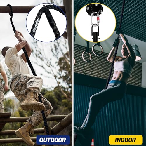 15ft 1.5in Polyester Climbing Rope with Heavy Duty Hook – 1000LBS Capacity, Outdoor Rescue & Escape
