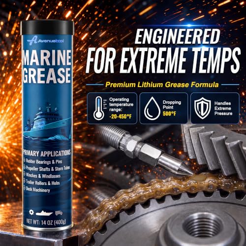 Marine Grade Waterproof Grease - 14 oz Tube, High Temp Bearing Lubricant for Boats & Trailers