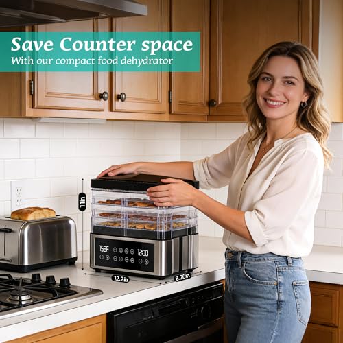 Tupoyi 5-Tray Food Dehydrator with Automatic Temperature Control - 11.4" BPA-Free Trays for Jerky, Herbs, Meat, Fruit, and Yogurt