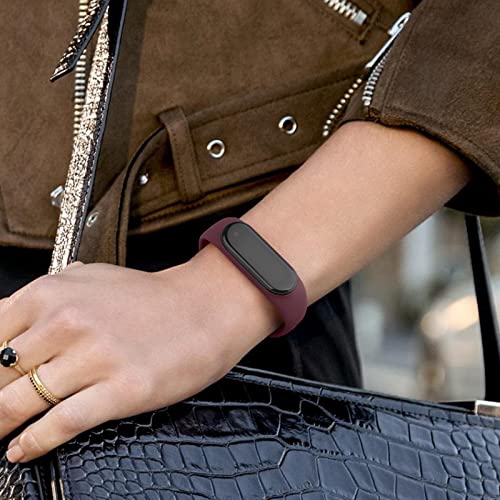 Silicone Wristbands 3 Pack - Sports Strap for Xiaomi Mi Band 5/6 & Amazfit Band 5/6 - Black/Navy/Wine Red
