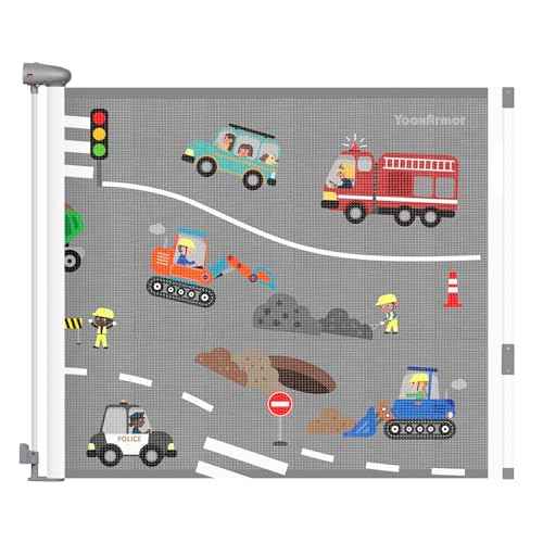 Retractable Baby & Dog Gate | 34" Tall | Extends to 55" Wide | Safety Mesh Gate for Stairs, Indoor/Outdoor, Doorways & Hallways