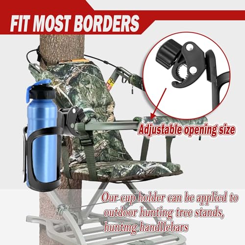 2-Pack Universal Cup Holders for Treestand, 360° Rotating Clip-On Bottle Holders