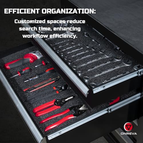 ONREVA Tool Box Foam, 3Pack 16x12x2 inch, Foam Inserts for Cases, Polyethylene Storage Sheets for Toolbox Hard Case, Tool Shadow Insert, Kaizen Organizer Sheet
